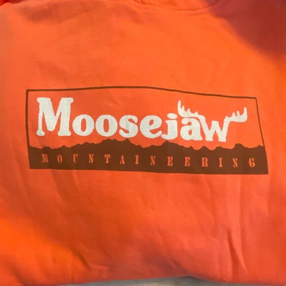 Moosejaw Original Frame Logo Pullover Hoodie Sweatshirt Flamingo Orange M - Picture 2 of 7